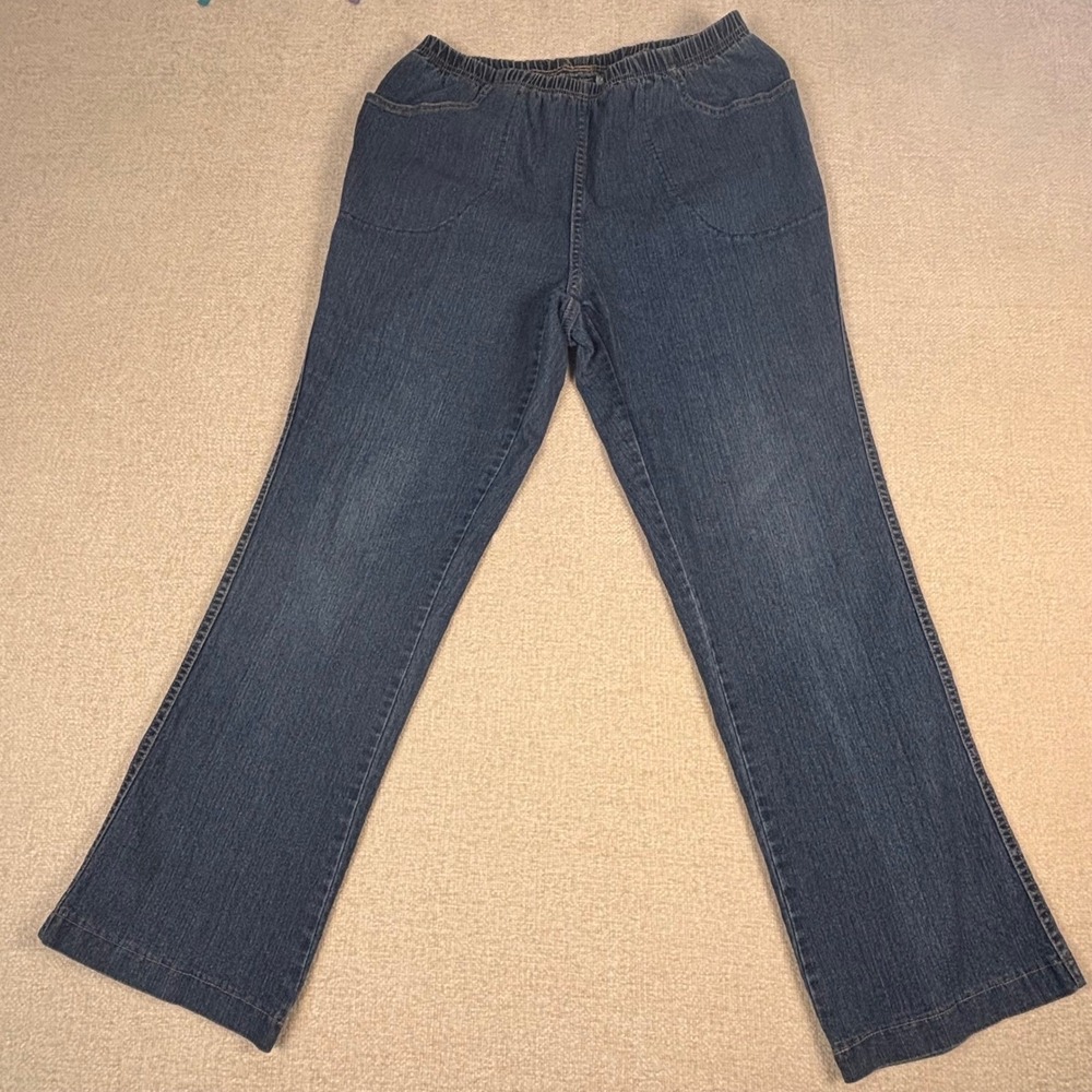 Just My Size Pull-On Bootcut Jeans  1X (16W) Indigo Denim Elastic Waist Stretch